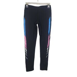 Aritzia TNA Black Tights Leggings Bright Stripes Crop Leg Small